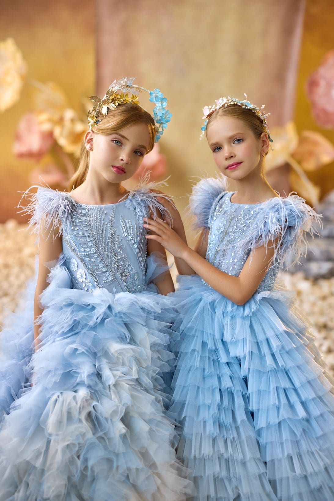 Blue Mist Feathered Ball Gown - Made To Order image 0
