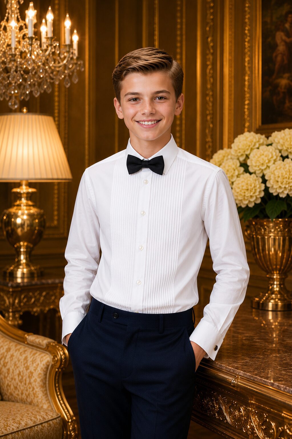 Boys Cotton Tuxedo Shirt