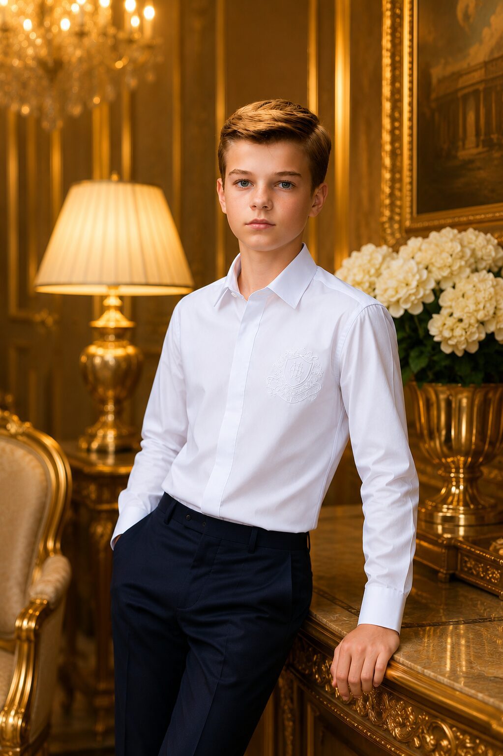 Boys Cotton Long Sleeve Branded Shirt