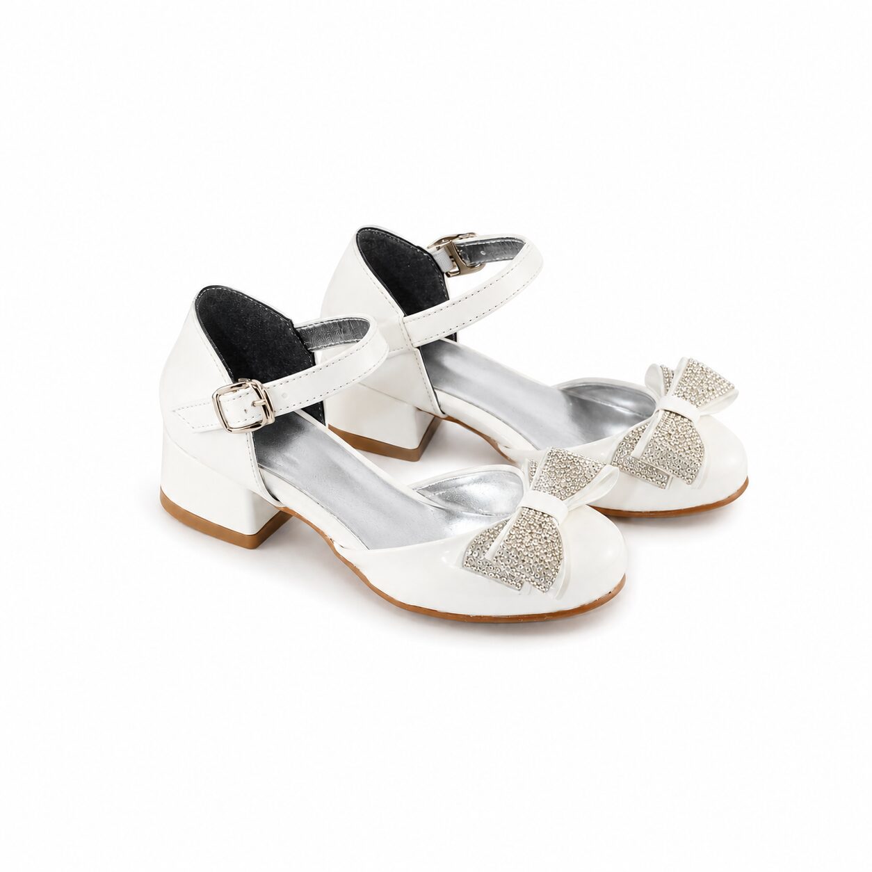 Girls White Occasion Shoes With Heels image 1