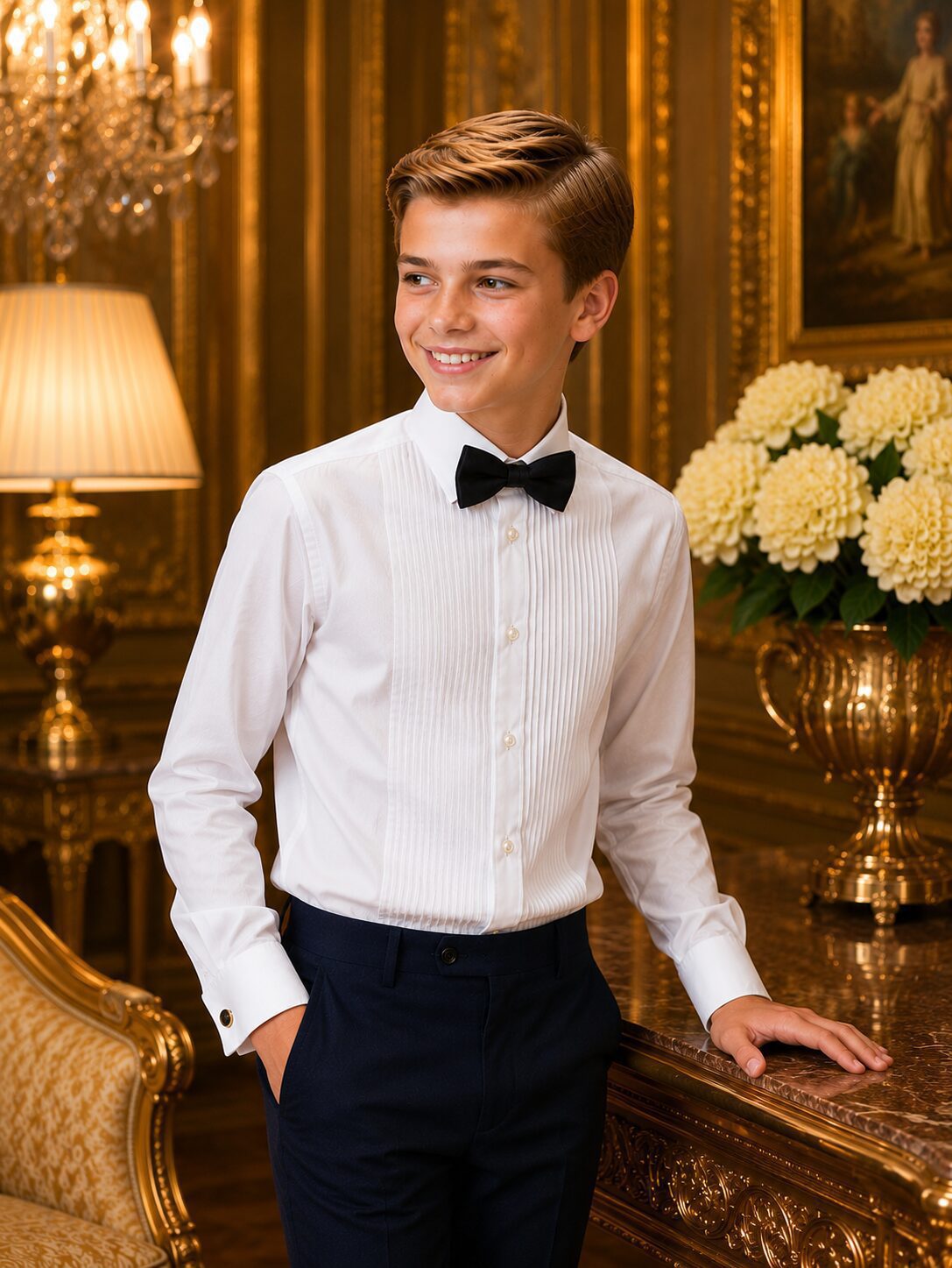 Boys Cotton Tuxedo Shirt