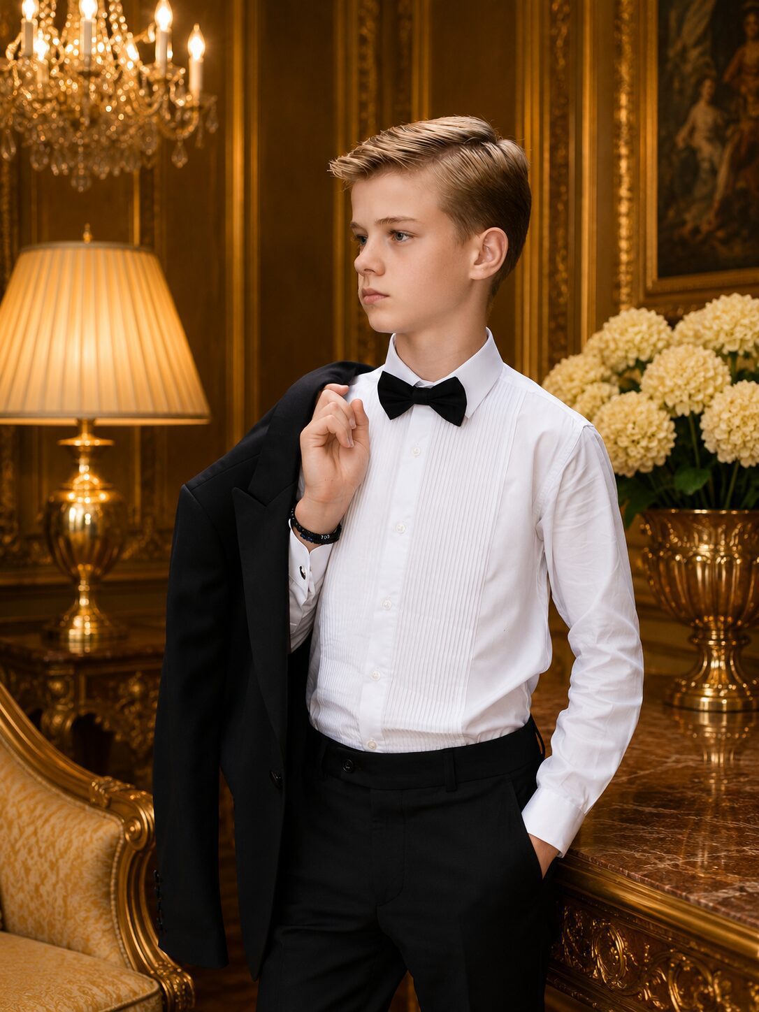 Boys Cotton Tuxedo Shirt