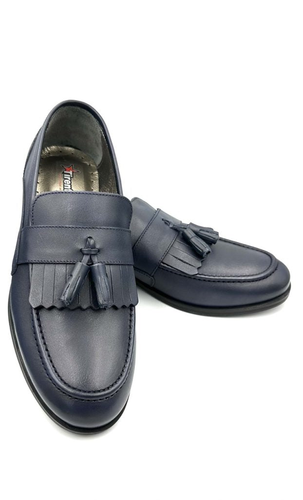 Boys Leather Navy Shoes