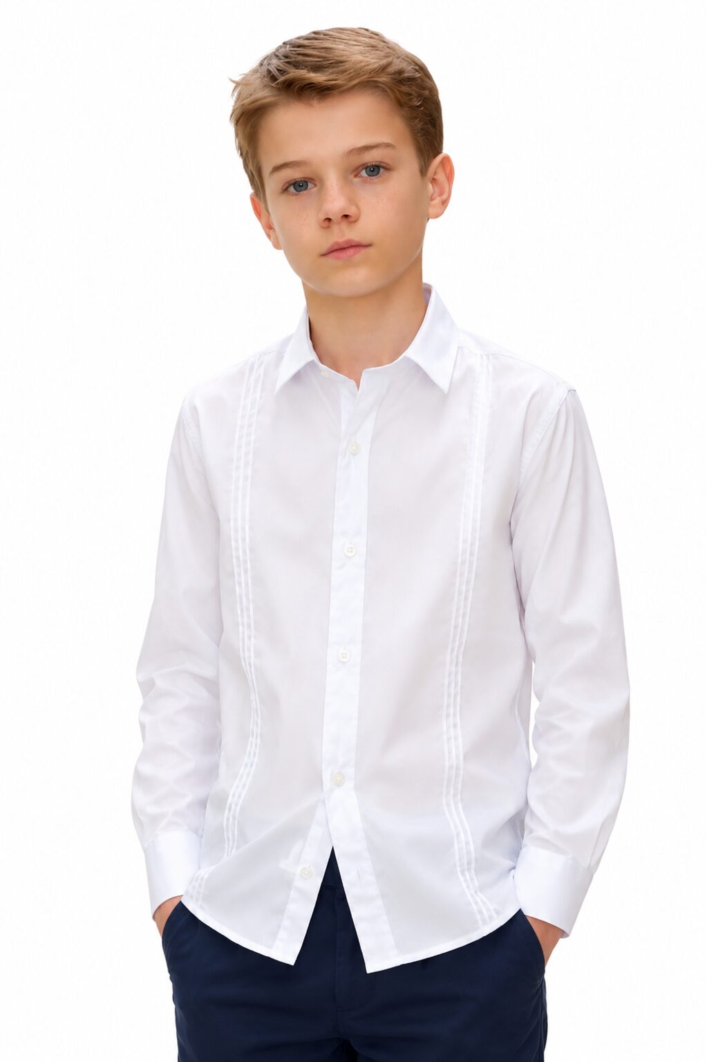 Boys White Cotton Shirt