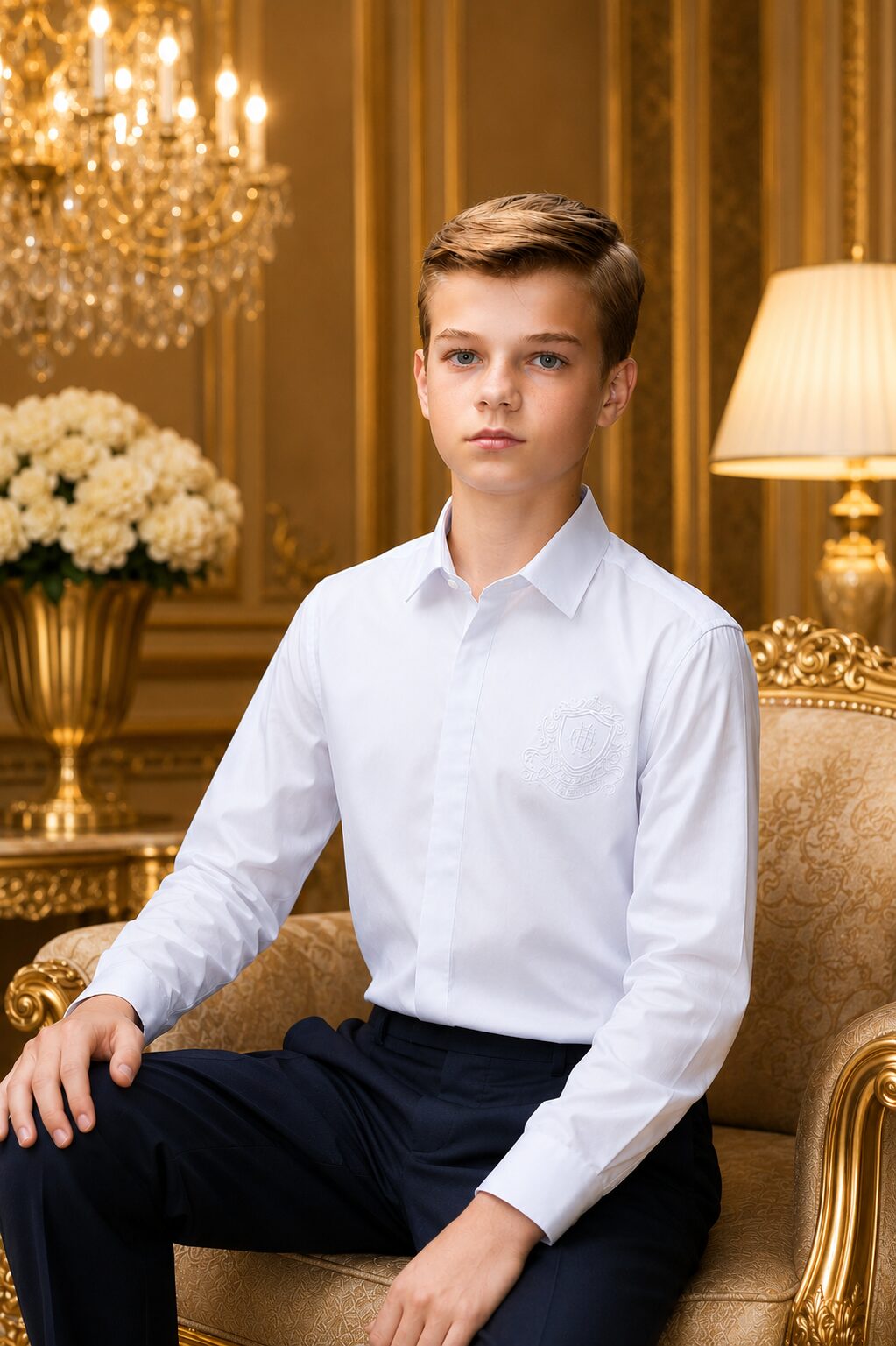 Boys Cotton Long Sleeve Branded Shirt