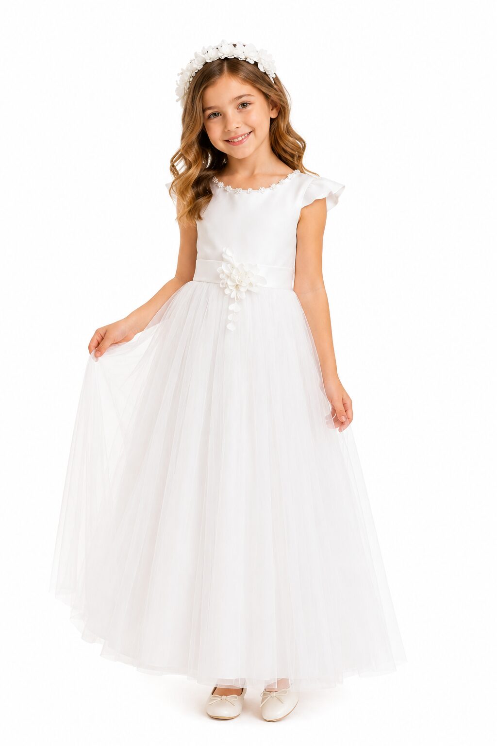 white childrens bridesmaid dresses uk Girls White Junior Bridesmaid Dress main image 0