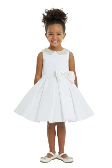 ivory flower girl dress with bow