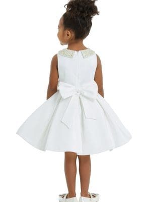 ivory flower girl dress with bow and collar