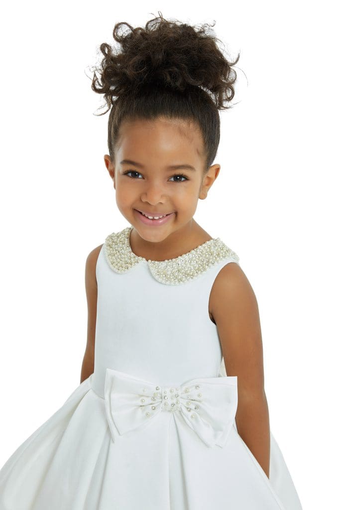 ivory flower girl dress with pearl