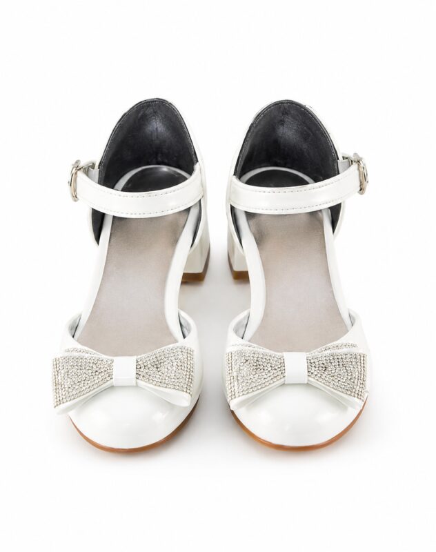 Girls White Occasion Shoes With Heels
