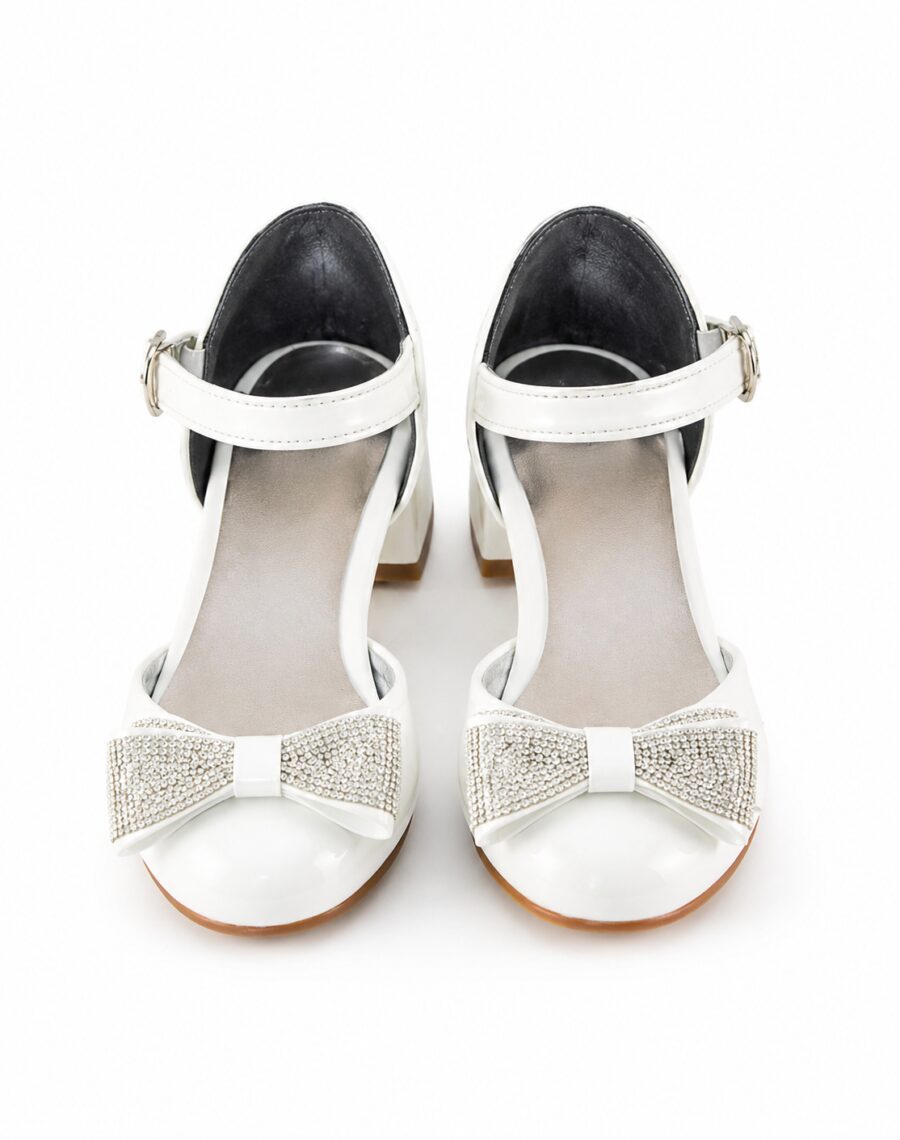 Girls White Occasion Shoes With Heels